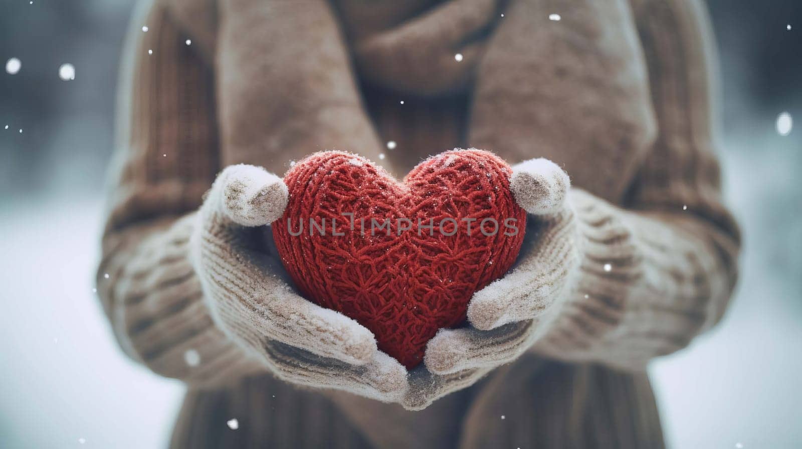 Joyful young couple celebrating Valentine's Day. man and woman holding heart in hands. holiday selective focus. Generative AI,