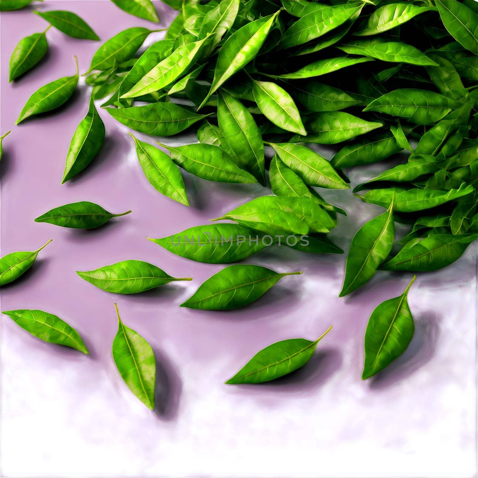 Curry leaves dancing in a vibrant green whirlwind Murraya koenigii Food and Culinary concept by panophotograph