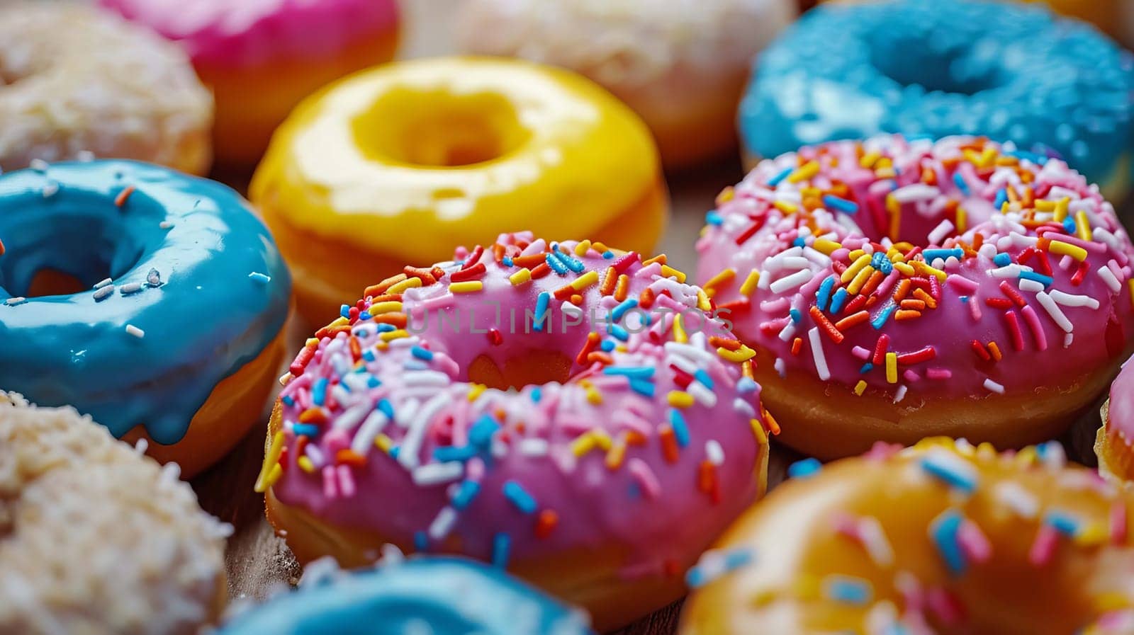 Appetizing sweet donuts are beautiful. Food Generative AI,