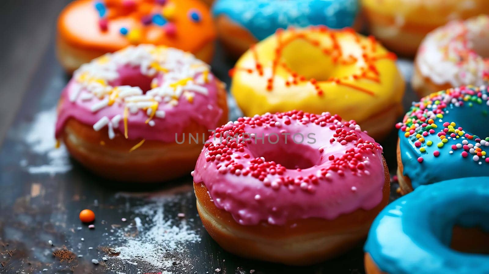 Appetizing sweet donuts are beautiful. Food Generative AI,
