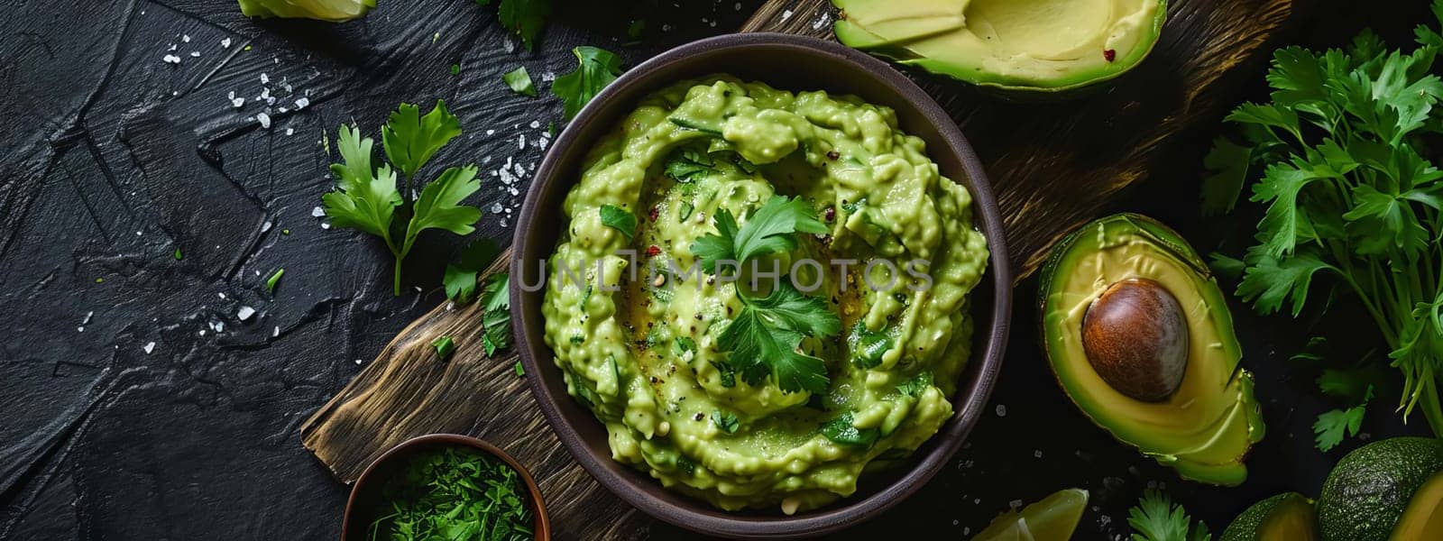 guacamole sauce on a plate. Selective focus. by mila1784