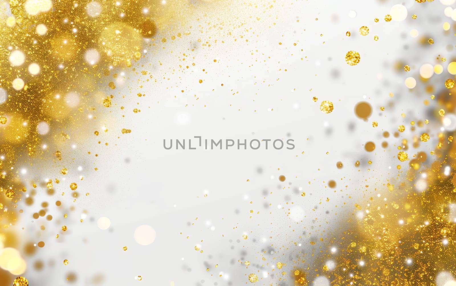 Glistening gold particles fall like snowflakes in this enchanting winter background. The image captures the essence of a luxurious holiday season. by sfinks