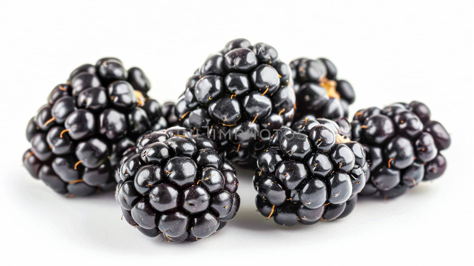 Beautiful blackberries isolated on white background, fresh blackberry farm market product by Anneleven