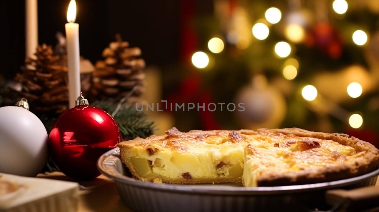 Christmas pie, holiday recipe and home baking, meal for cosy winter English country dinner in the cottage, homemade food and british cuisine by Anneleven