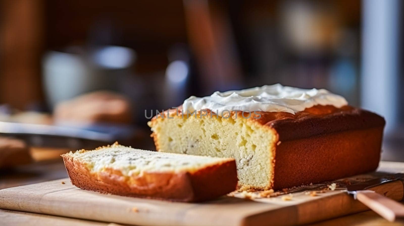 Banana bread in English country cottage, baking food and easy recipe idea for menu, food blog and cookbook inspiration