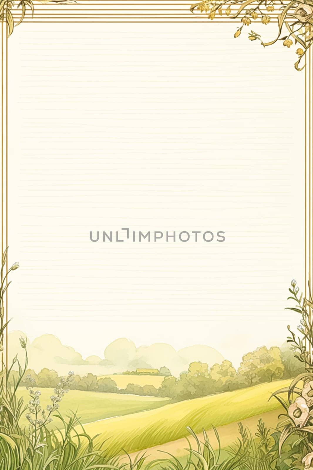 Book cover, digital paper illustration and greeting card design, English countryside style blank vintage art background for printable stationery, book page and ebook by Anneleven