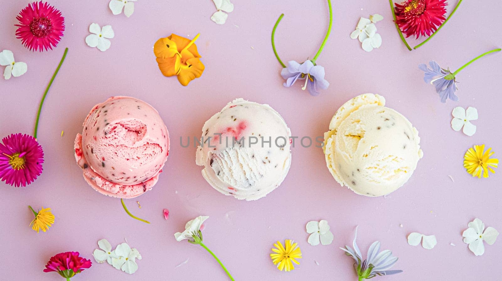 Ice cream colourful summer treat, sweet dessert in summertime, holiday food idea