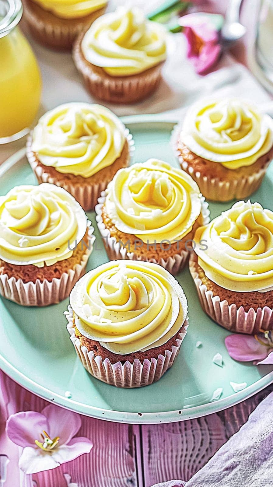 Homemade lemon cupcakes with buttercream frosting, baking recipe by Anneleven