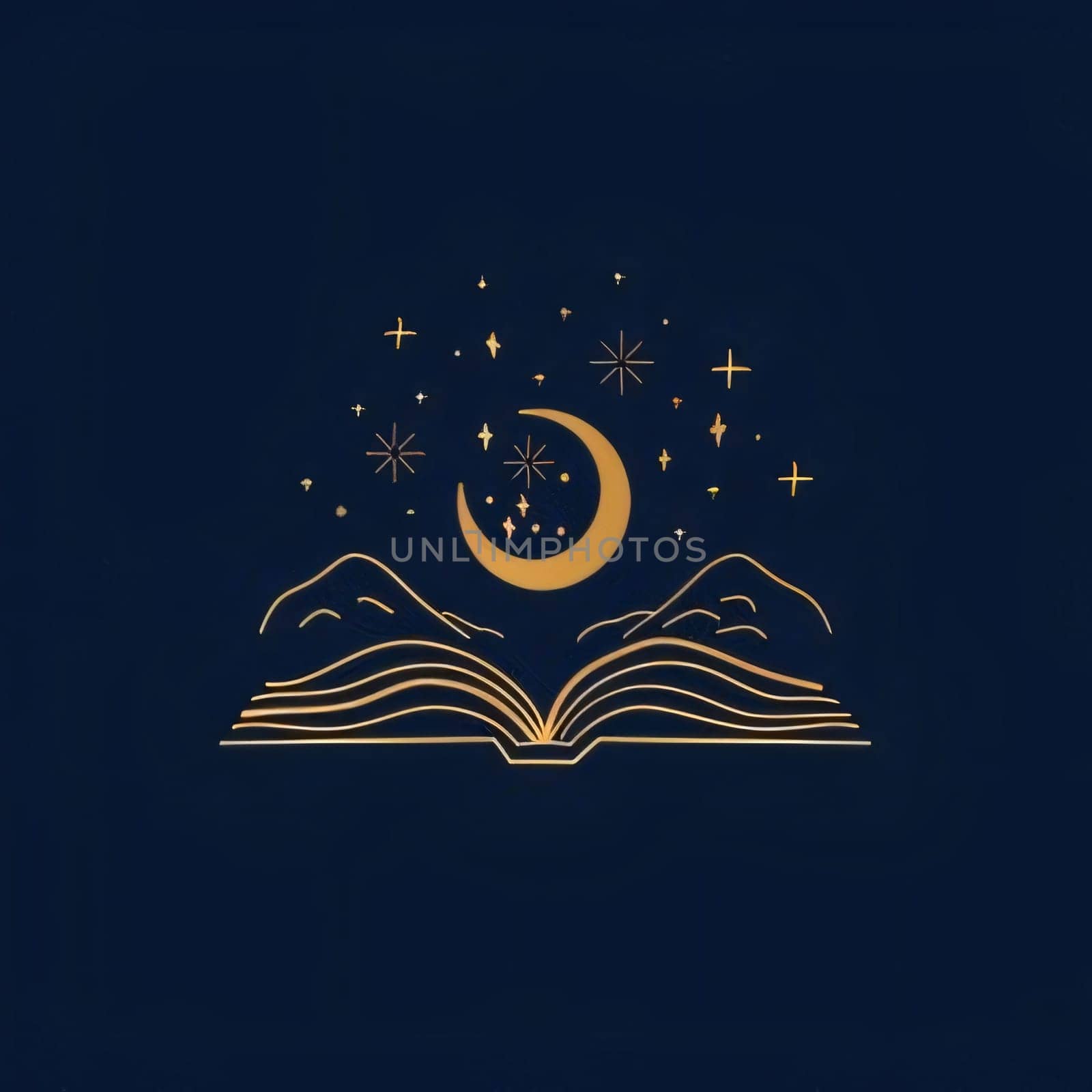 World Book Day: Ramadan Kareem greeting card with moon and stars. Vector illustration