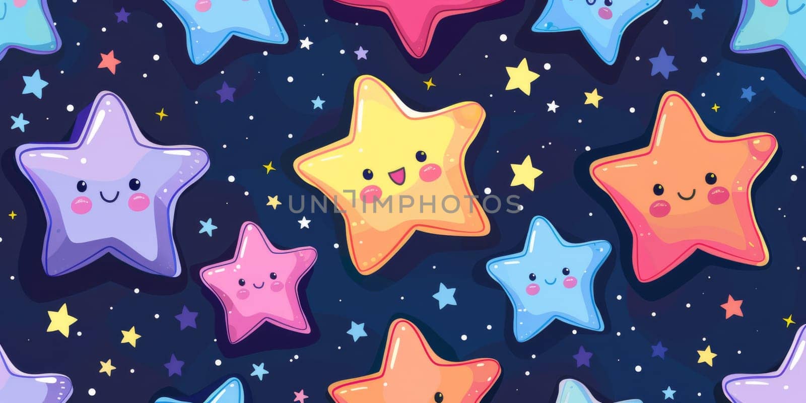 Cartoon smiling kid stars as a background and pattern