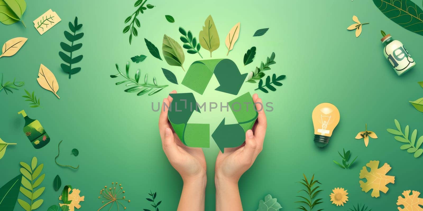 Hand with a recycling symbol, eco-friendly practices concept
