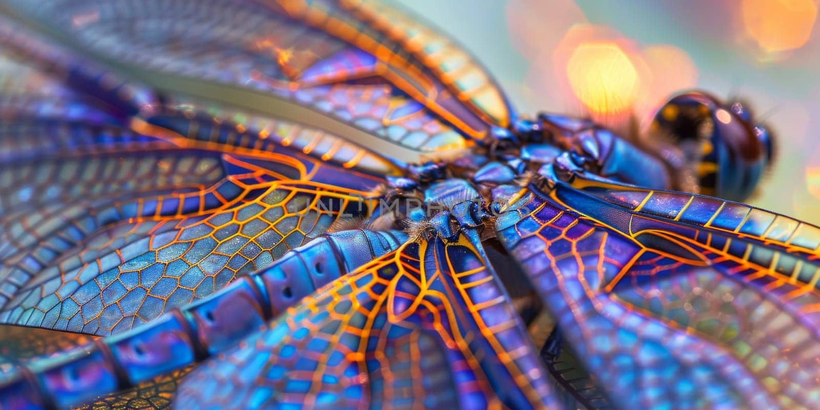 Capture the mesmerizing pattern of iridescent scales on dragonfly's wing