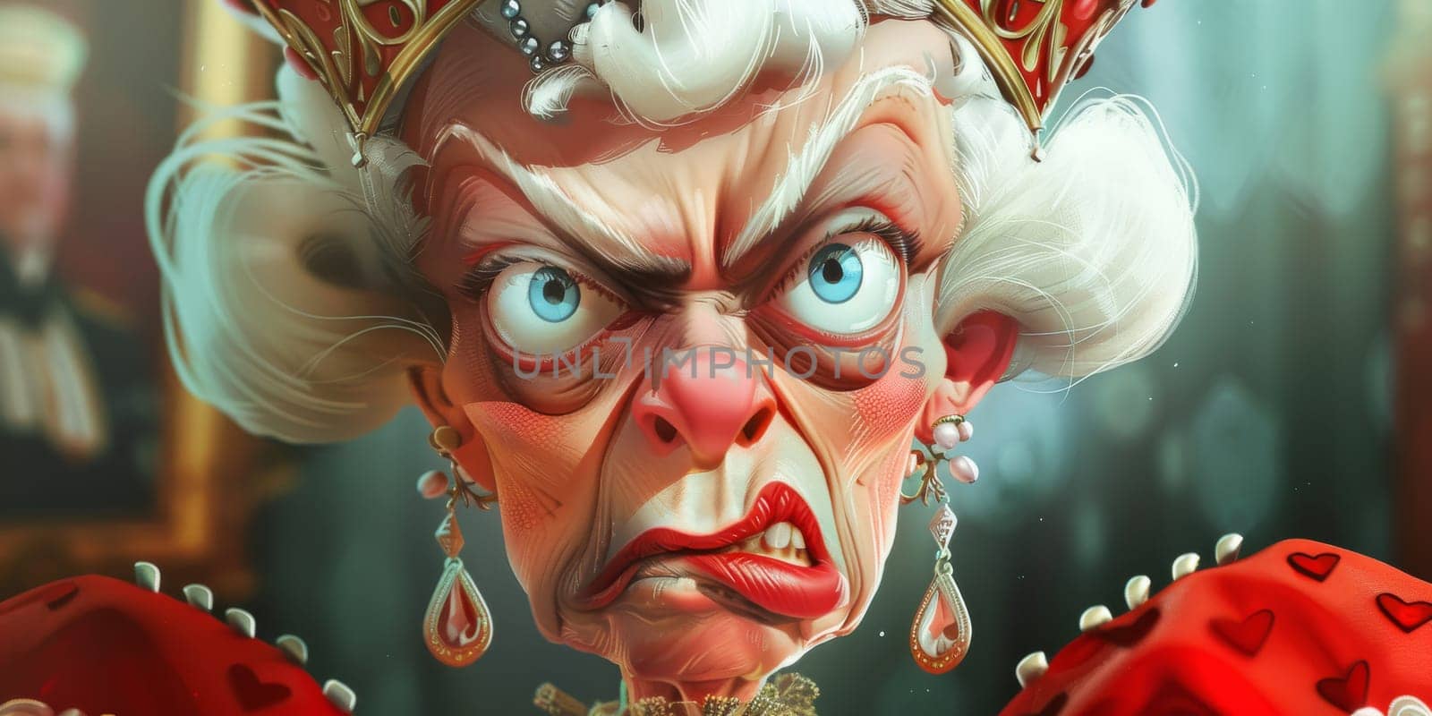 Cartoon portrait of an angry crazy queen by Kadula