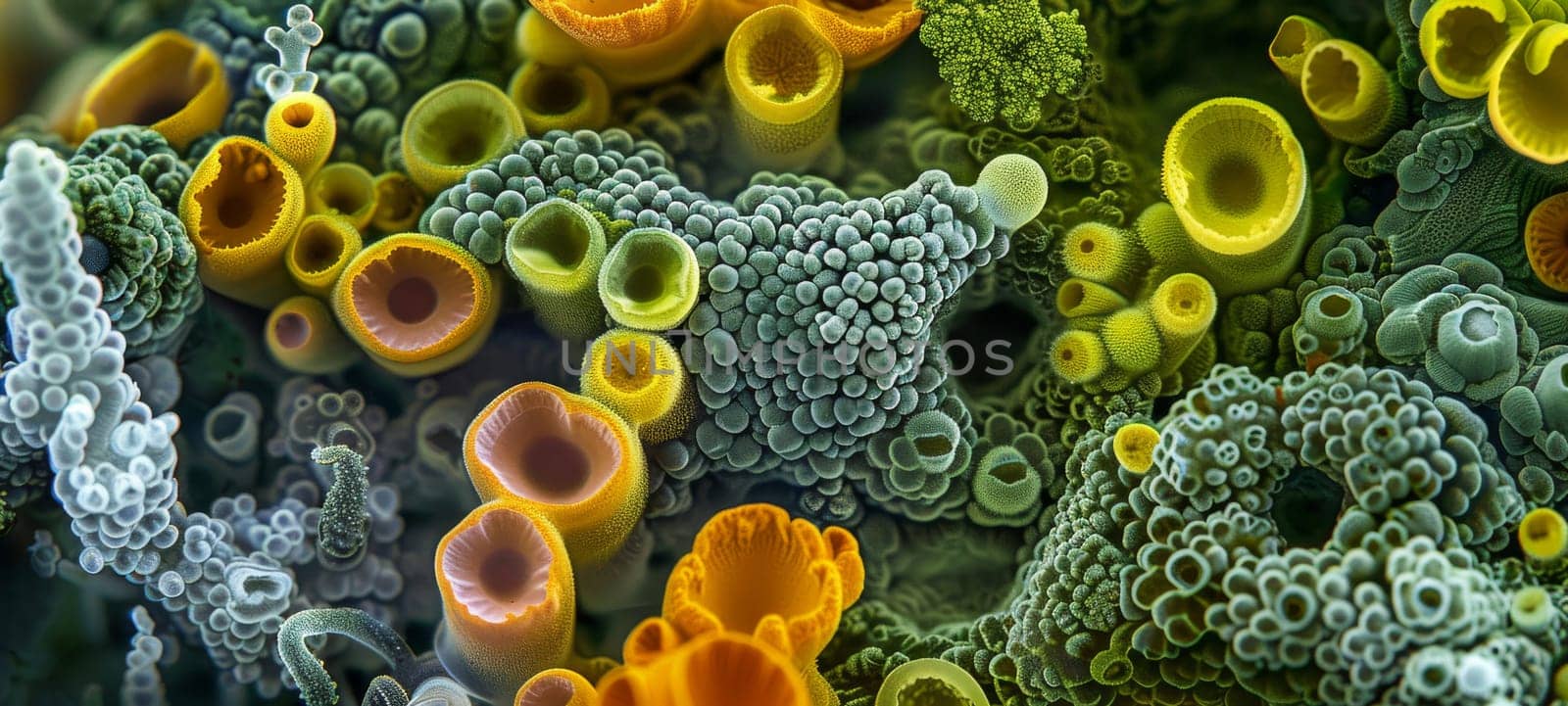 Detail to micro-plants under a microscope