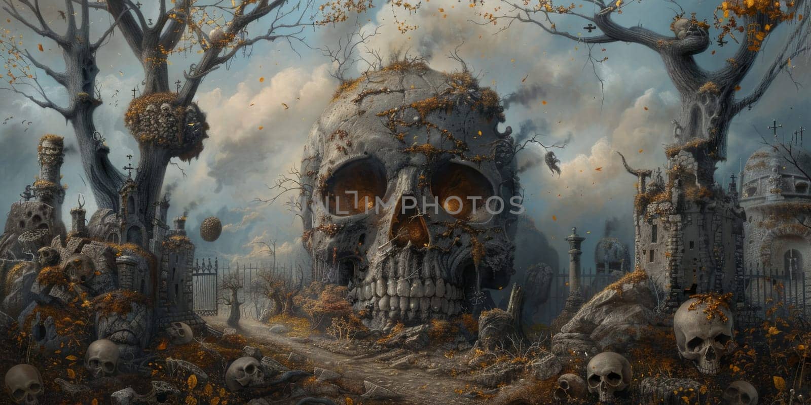 Death world, huge skull illustrate dead mood by Kadula
