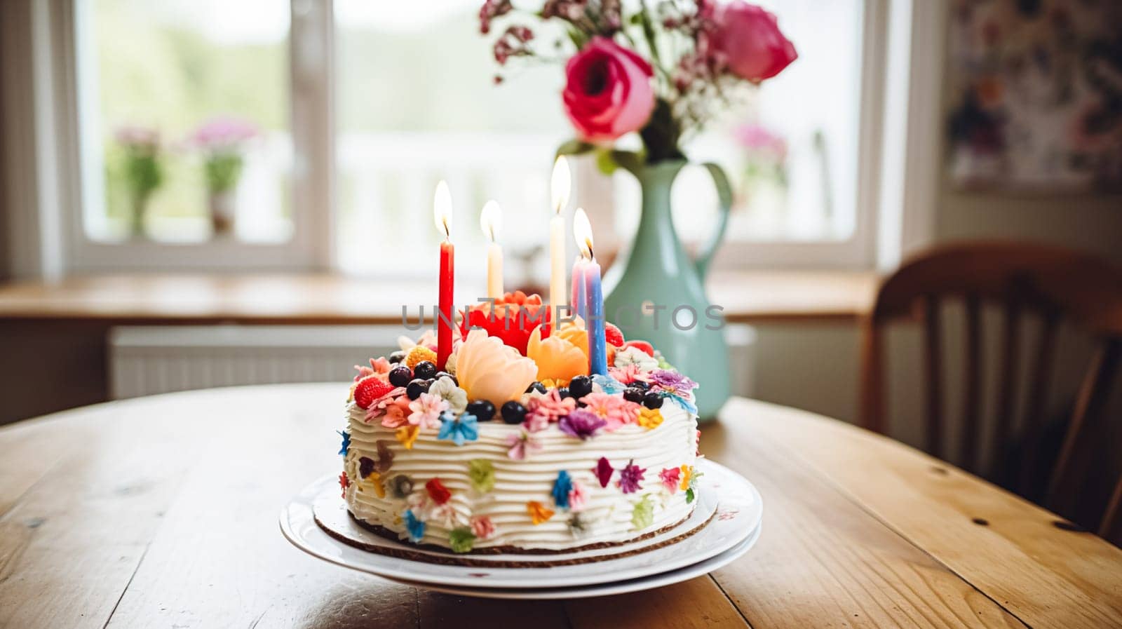 Homemade birthday cake in the English countryside house, cottage kitchen food and holiday baking recipe inspiration