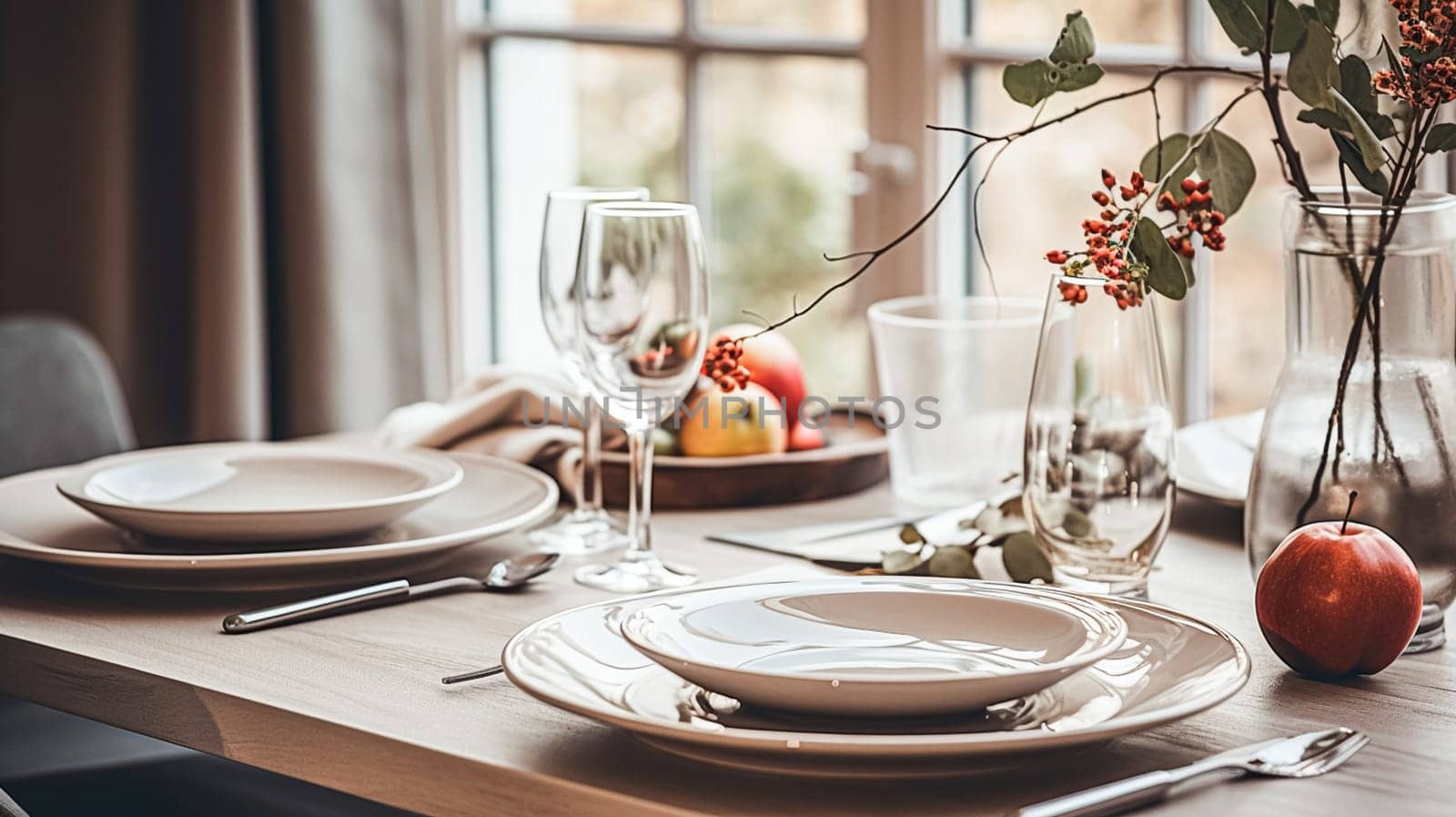 Holiday dinner at home, table decoration