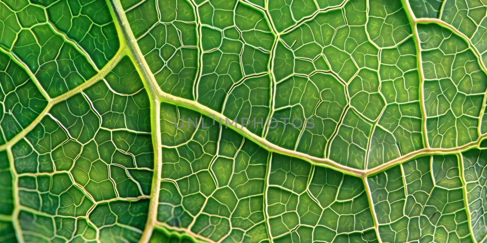 Complex network of veins in leaf, tracing their paths and connections