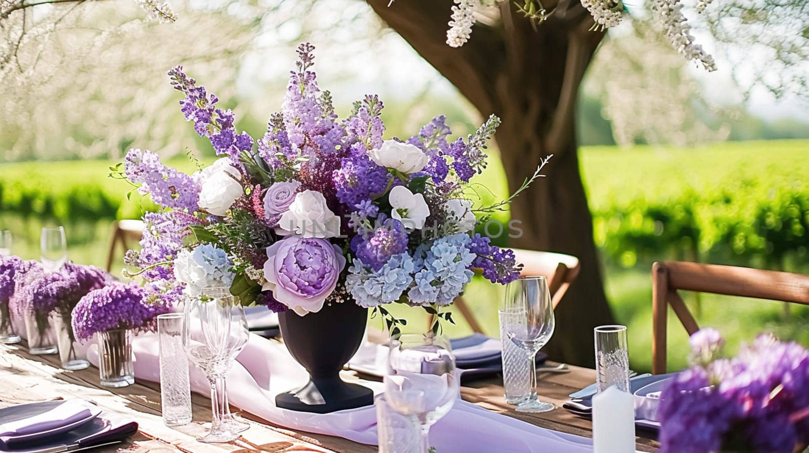 Wedding decor with lavender theme, floral decoration design and beautiful decor setting arrangement by Anneleven
