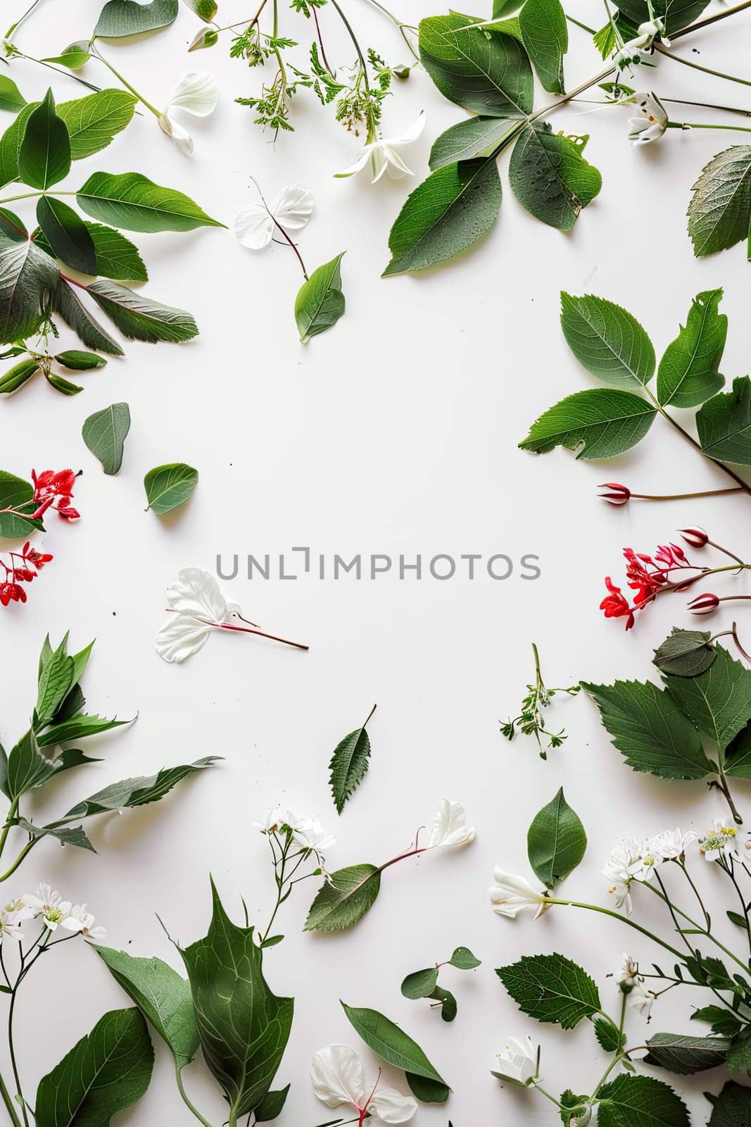 Beautiful frame made of flowers and leaves. Selective focus. nature.