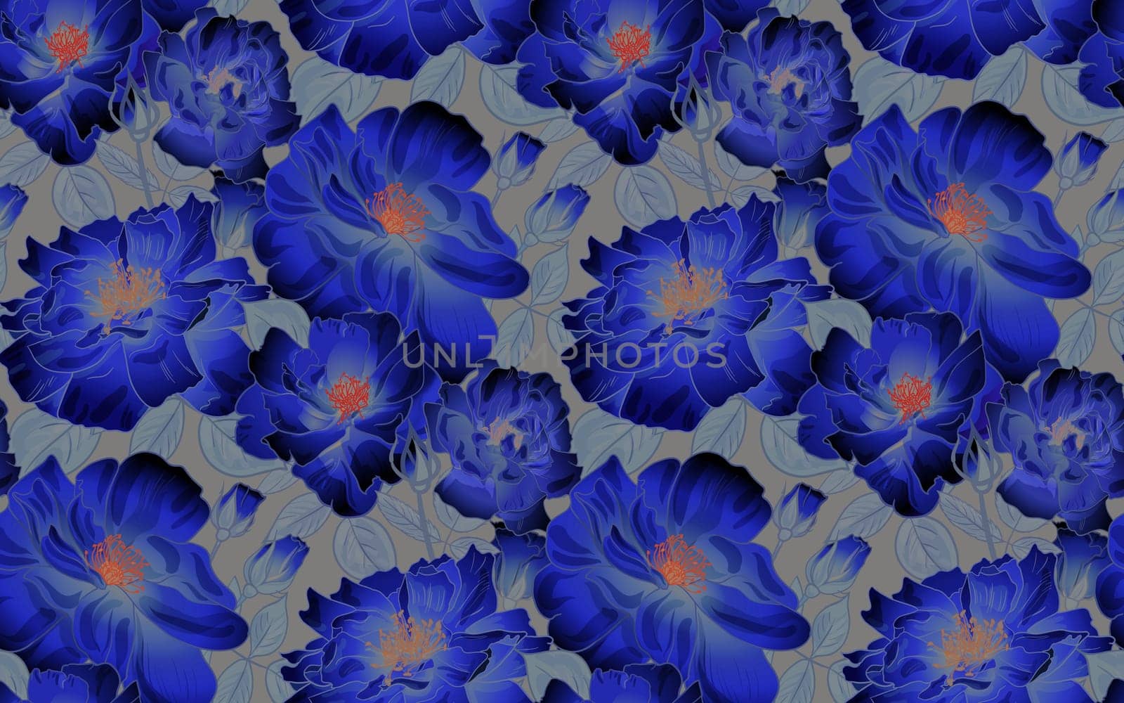 Seamless floral pattern with dark roses for surface design by MarinaVoyush