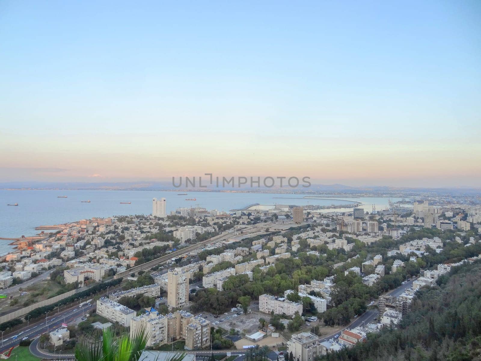 Panoramic aerial view of the city of Haifa, Israel. High quality photo