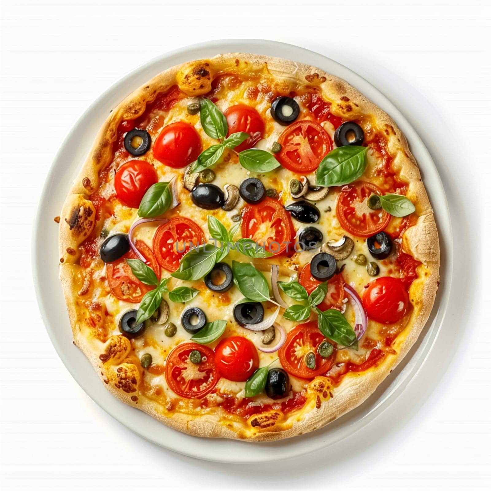 Pizza isolated on white background, online delivery from pizzeria, take away and fast food by Anneleven
