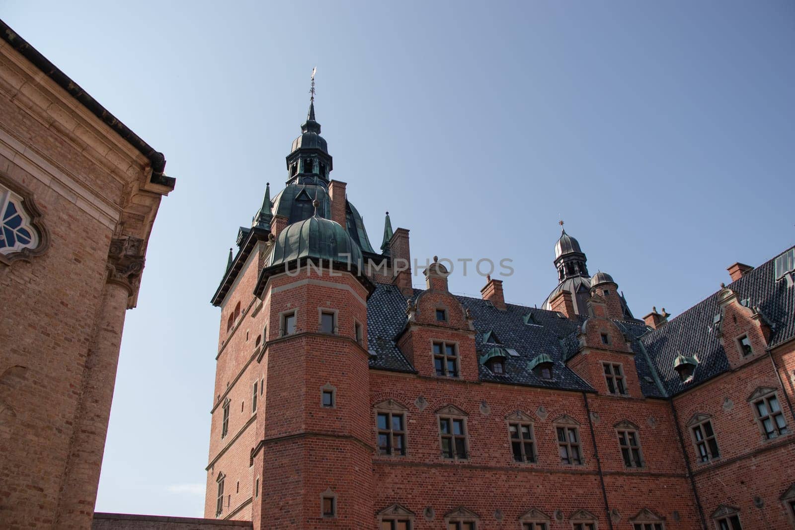 Castle of Vallo, Denmark on a sunny summer day. Royal Denmark.