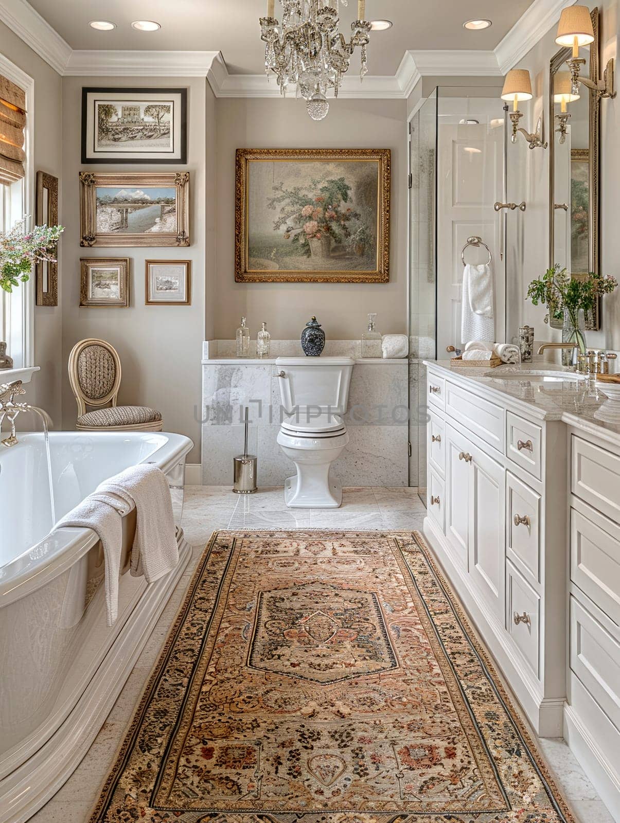 Elegant bathroom interior in a luxury house.