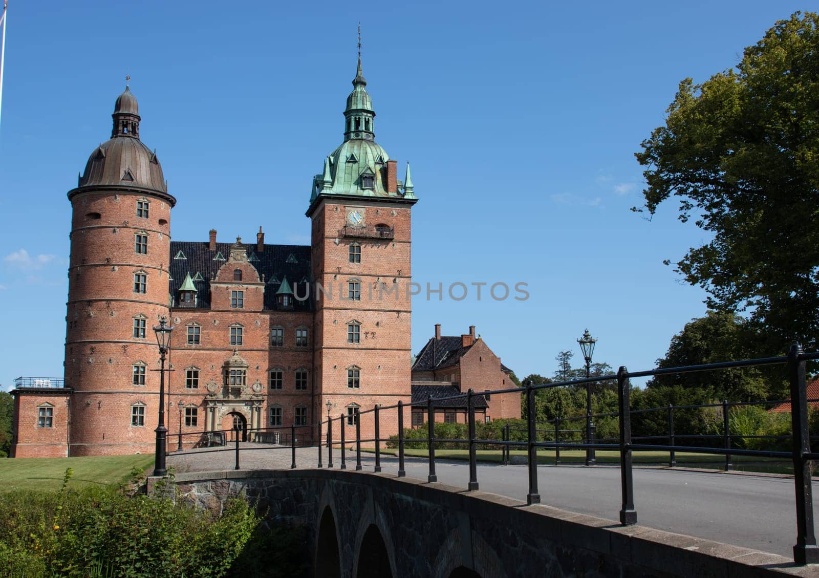 Castle of Vallo, Denmark on a sunny summer day. Royal Denmark.