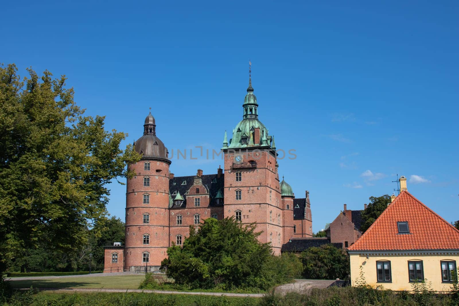 Castle of Vallo, Denmark on a sunny summer day. Royal Denmark.