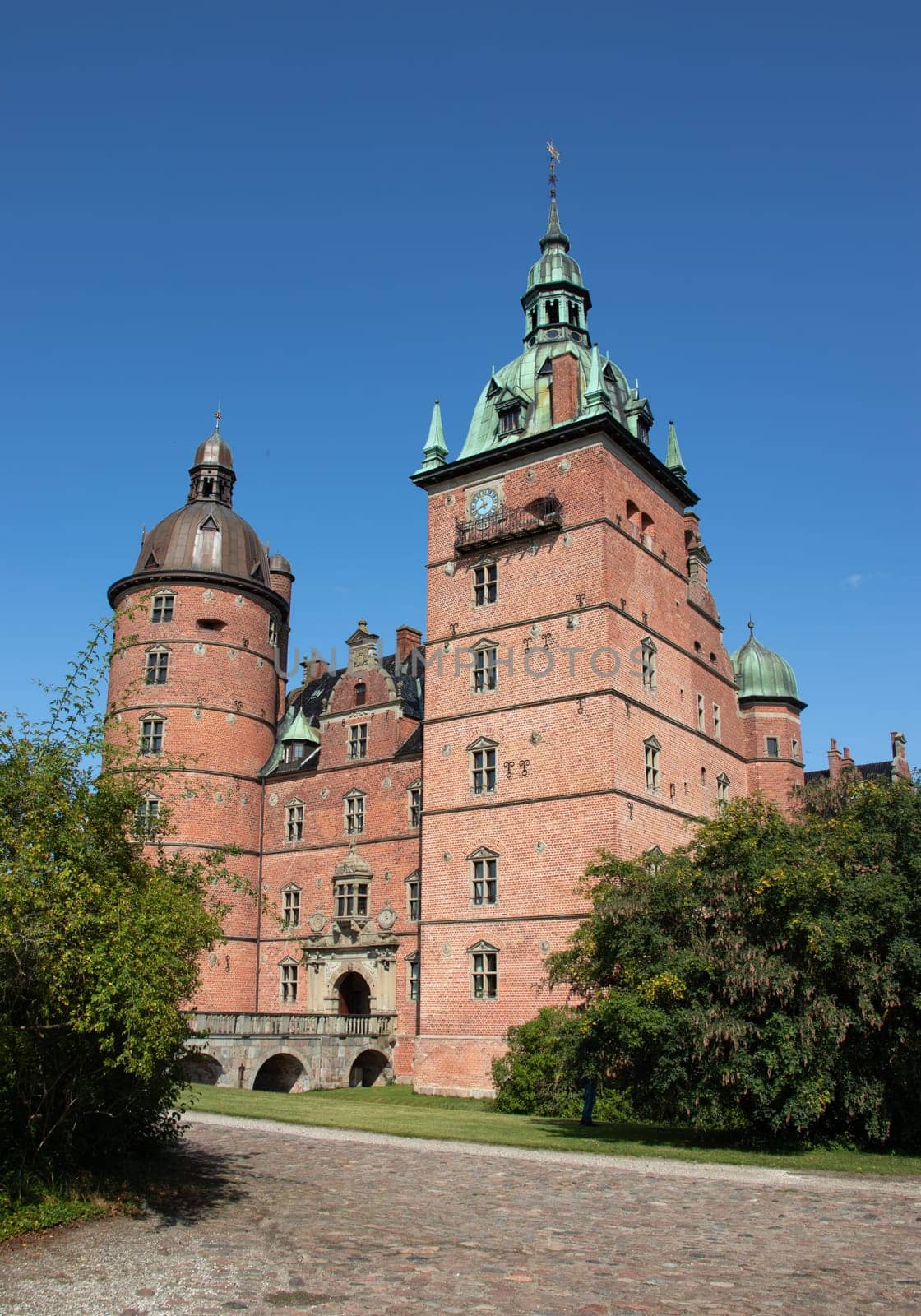 Castle of Vallo, Denmark on a sunny summer day. Royal Denmark.