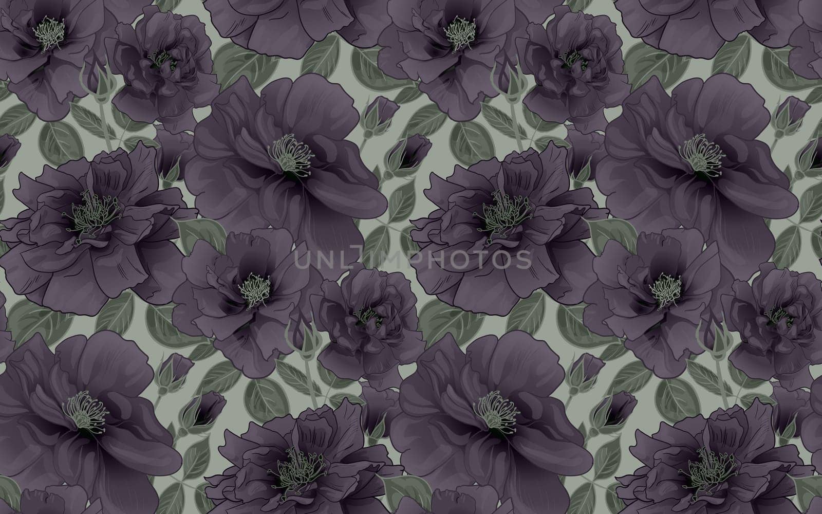 Seamless floral dark pattern for women with roses for surface design beautiful fabric and textile manufacturing stationery and packaging