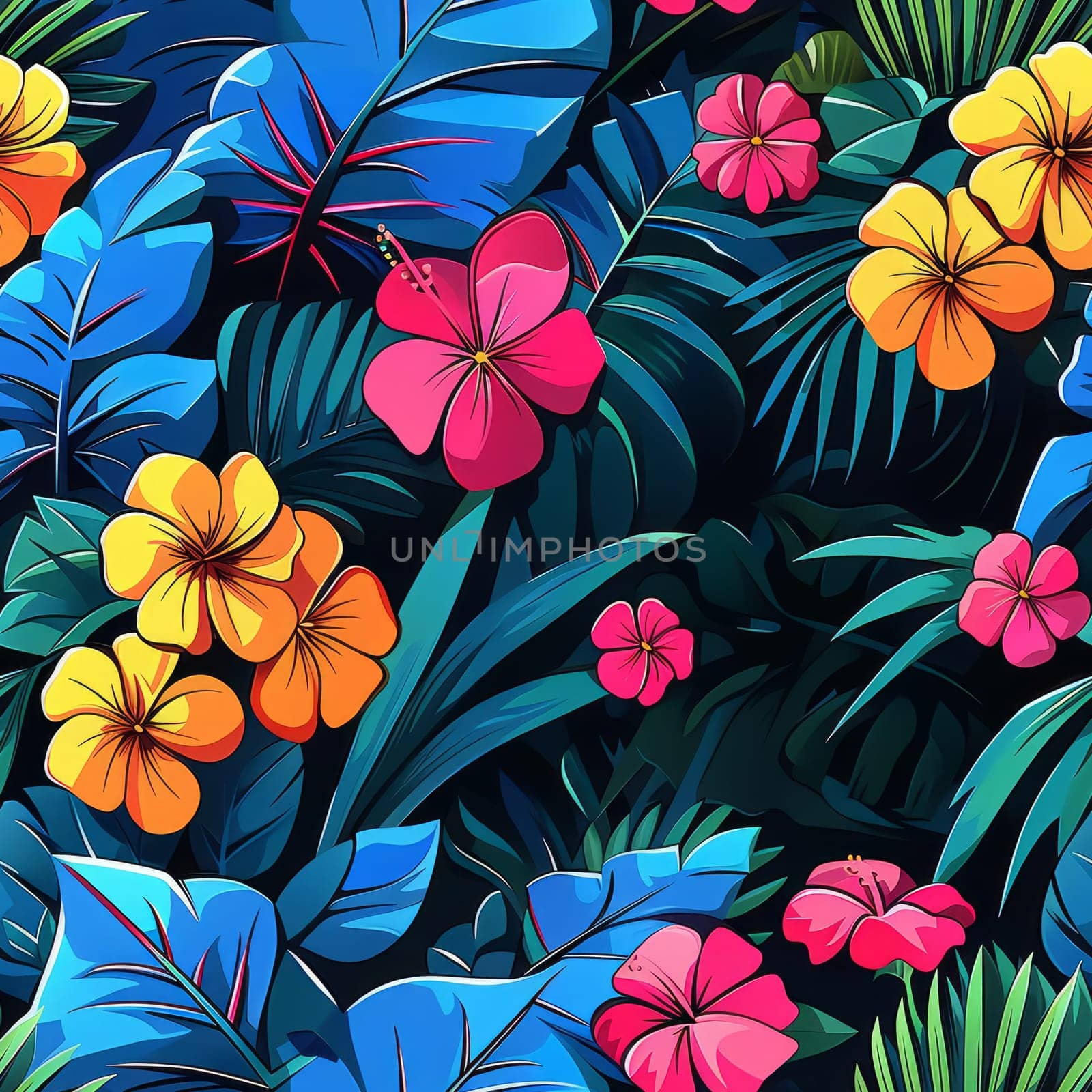 Tropical Floral Seamless Jungle Pattern. Ai generated
