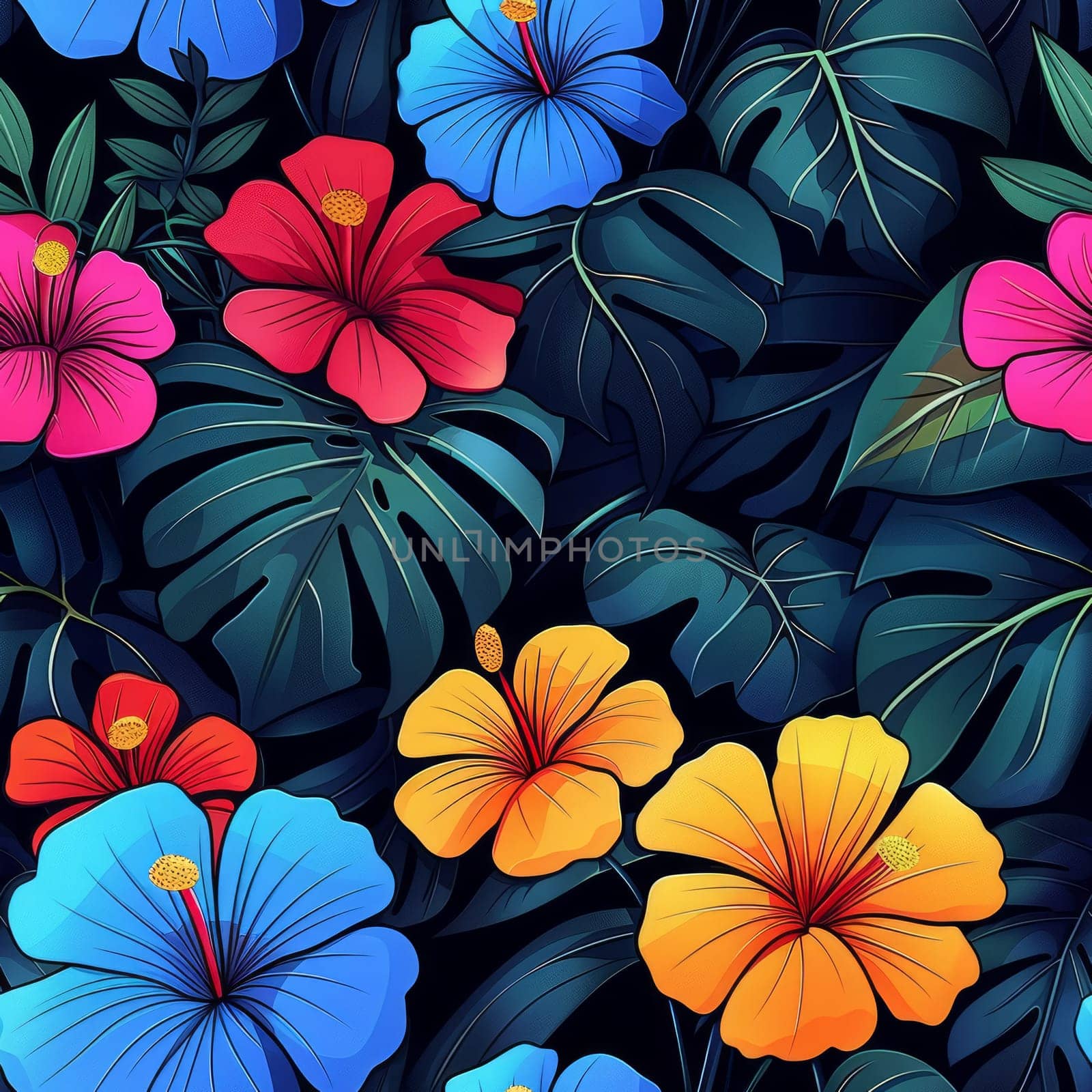 Tropical Floral Seamless Jungle Pattern. Ai generated