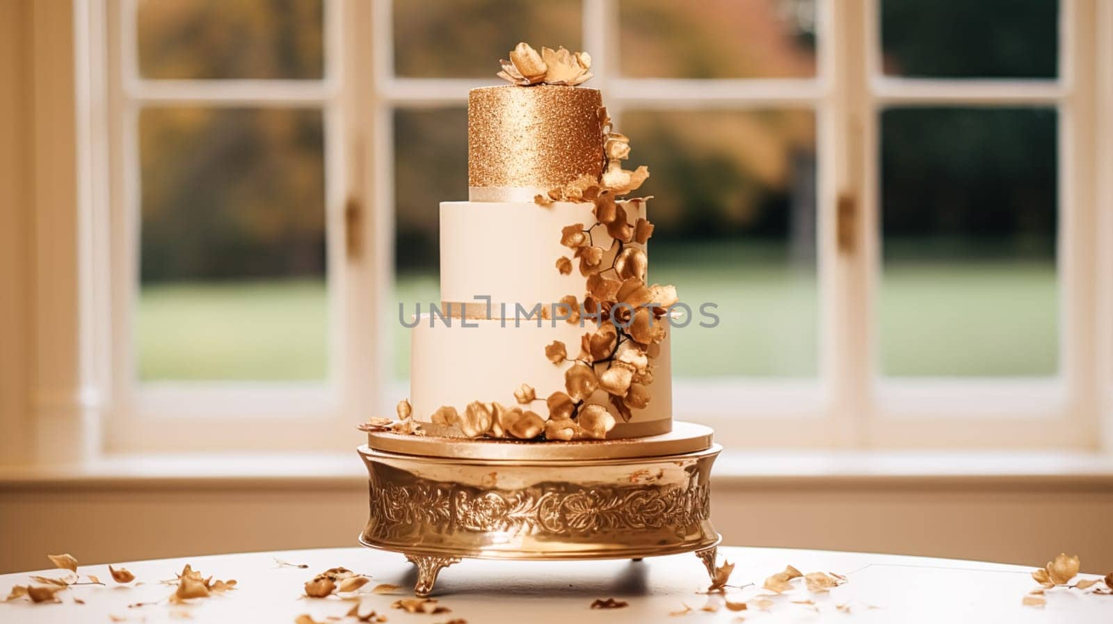 Wedding cake design, autumnal dessert styling and holiday decoration, multi-tier cake for an autumn event venue, food catering service and elegant country decor, cottage style inspiration