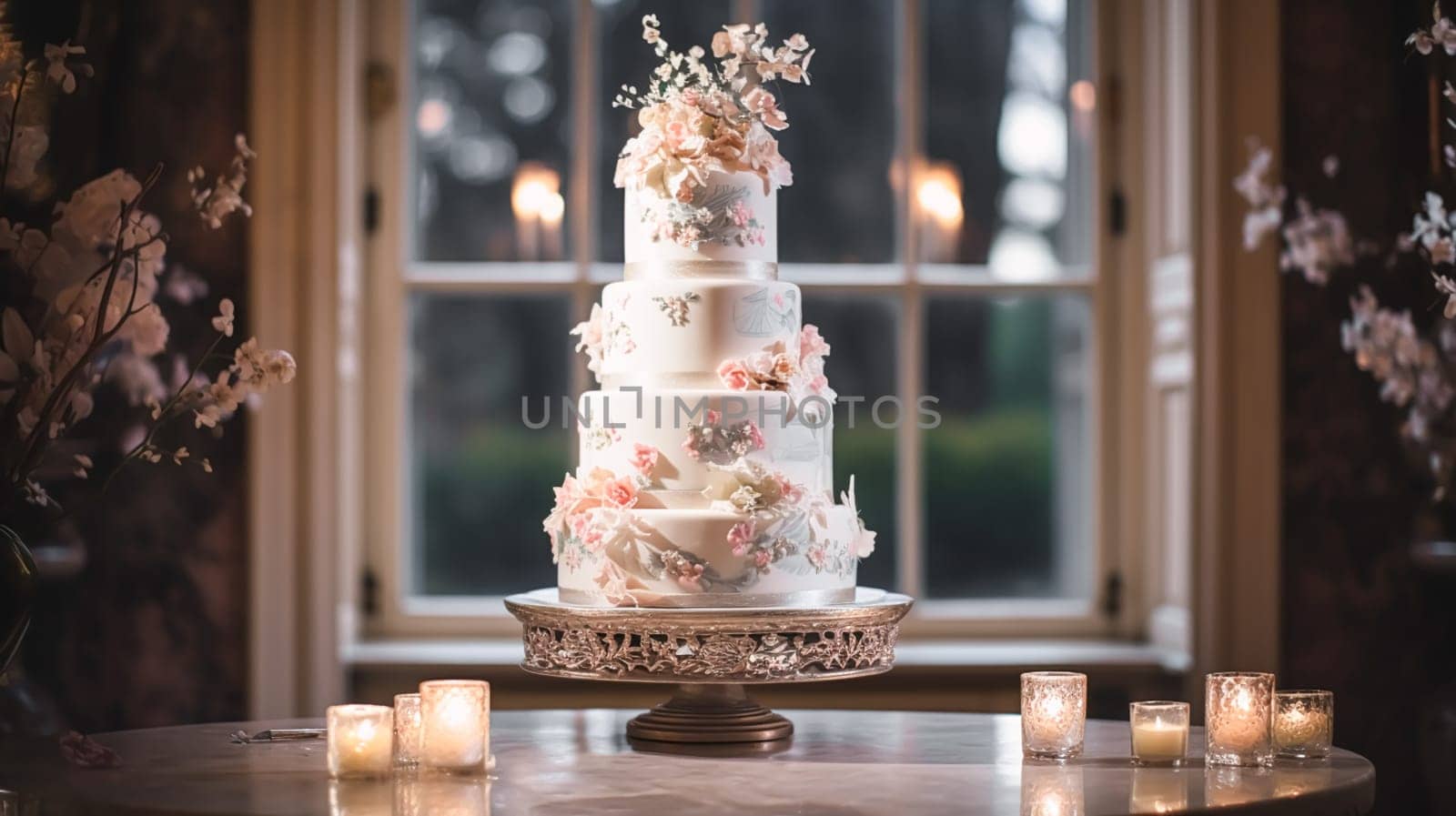 Wedding cake design, autumnal dessert styling and holiday decoration, multi-tier cake for an autumn event venue, food catering service and elegant country decor, cottage style inspiration