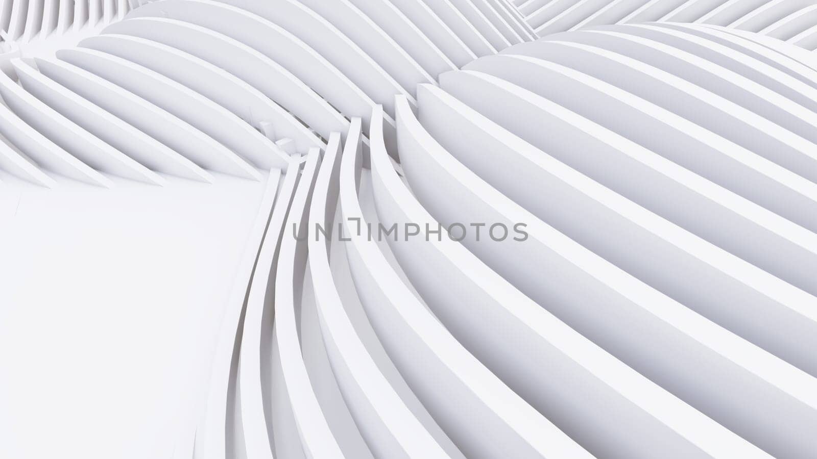 Abstract Curved Shapes. White Circular Background. Abstract background. 3d illustration