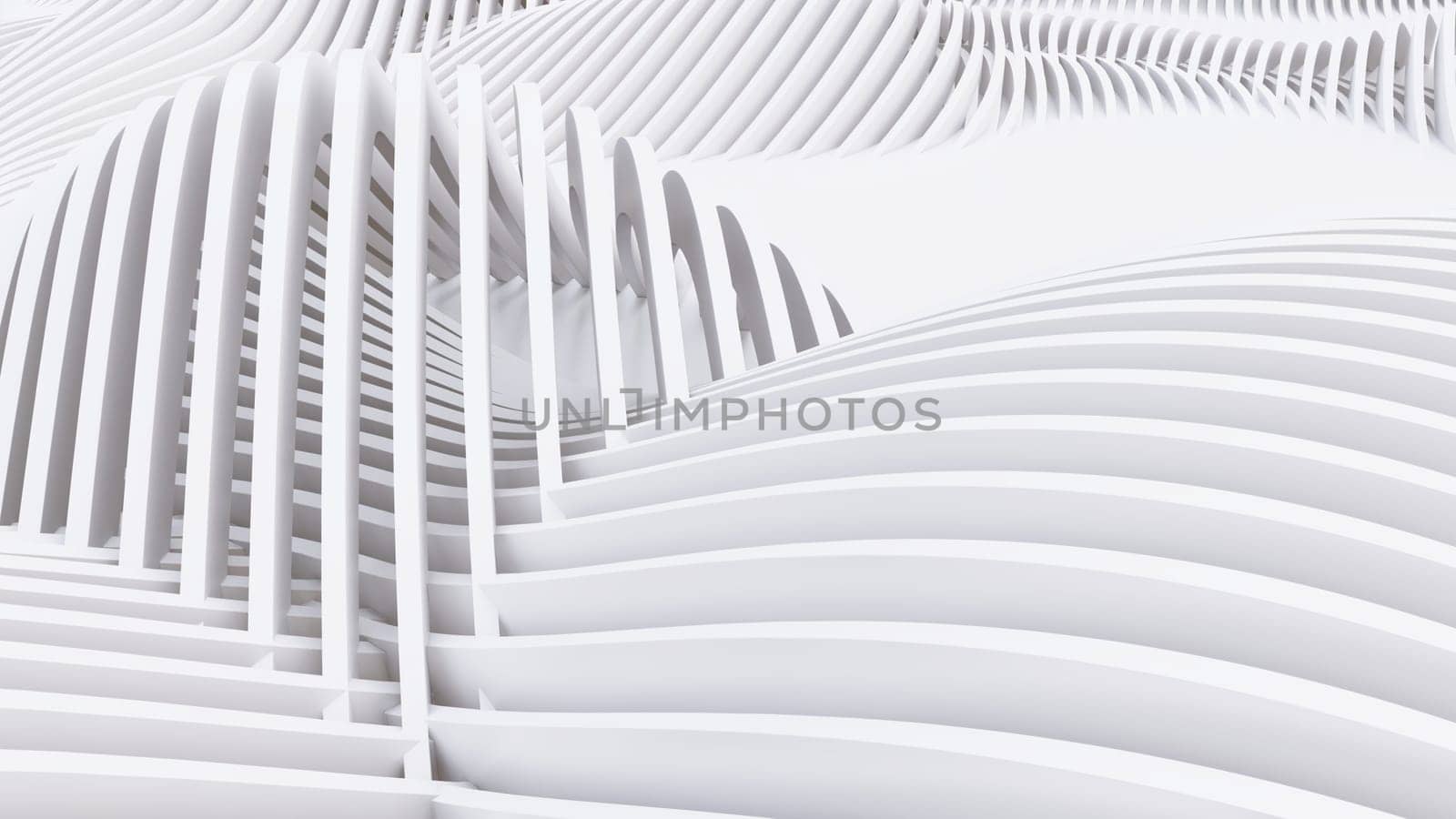 Abstract Curved Shapes. White Circular Background. Abstract background. 3d illustration