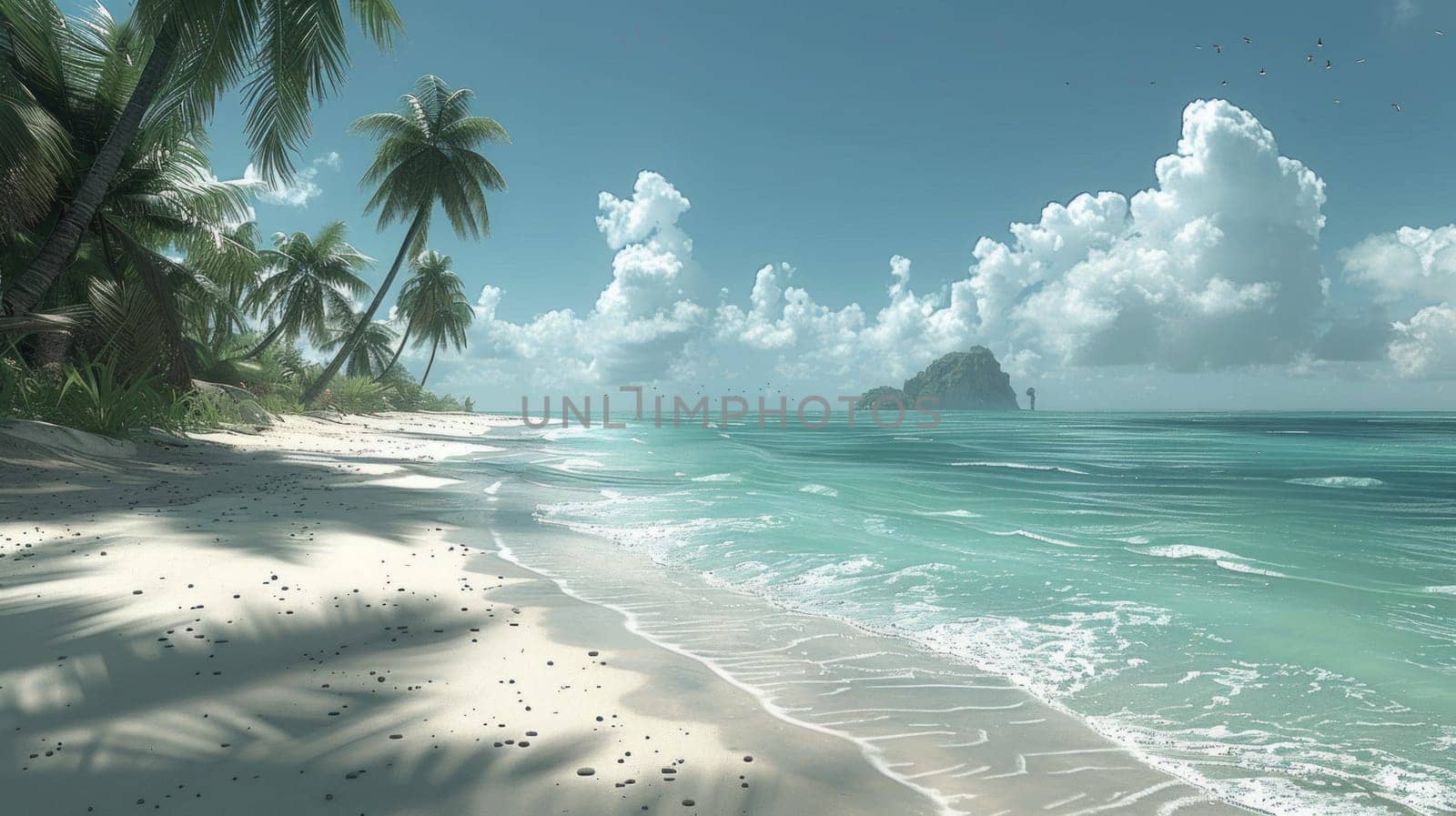 Beautiful Tropic Paradise background. Summer Travelling Relax Illustration. by iliris