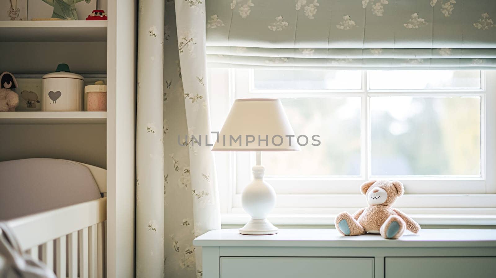 Baby room decor and interior design inspiration in beautiful English countryside style cottage