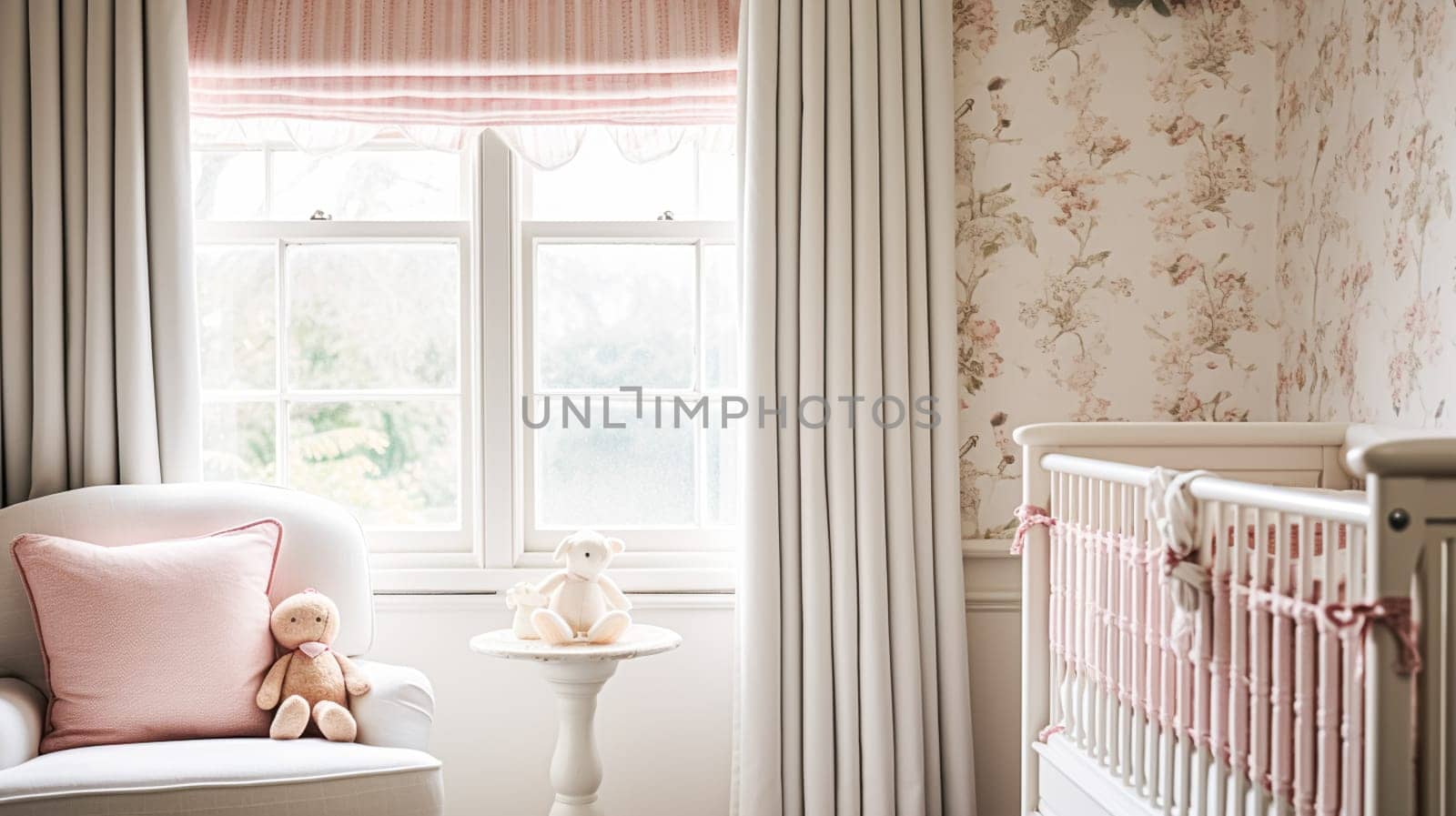 Baby room decor and interior design inspiration in beautiful English countryside style cottage