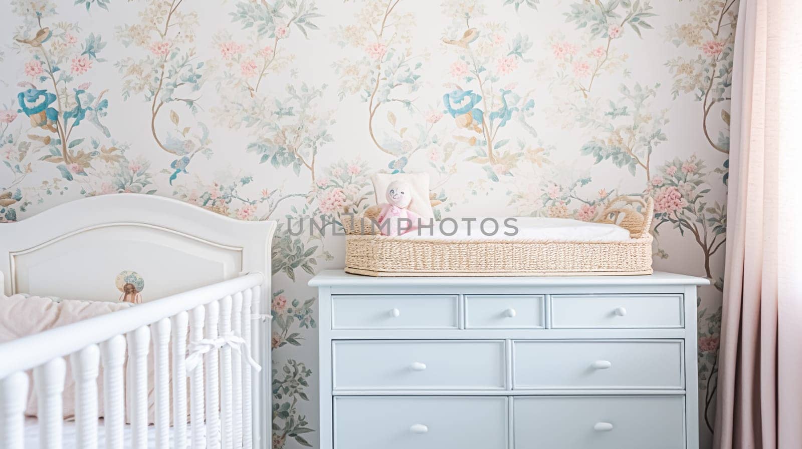 Baby room decor and interior design inspiration in beautiful English countryside style cottage