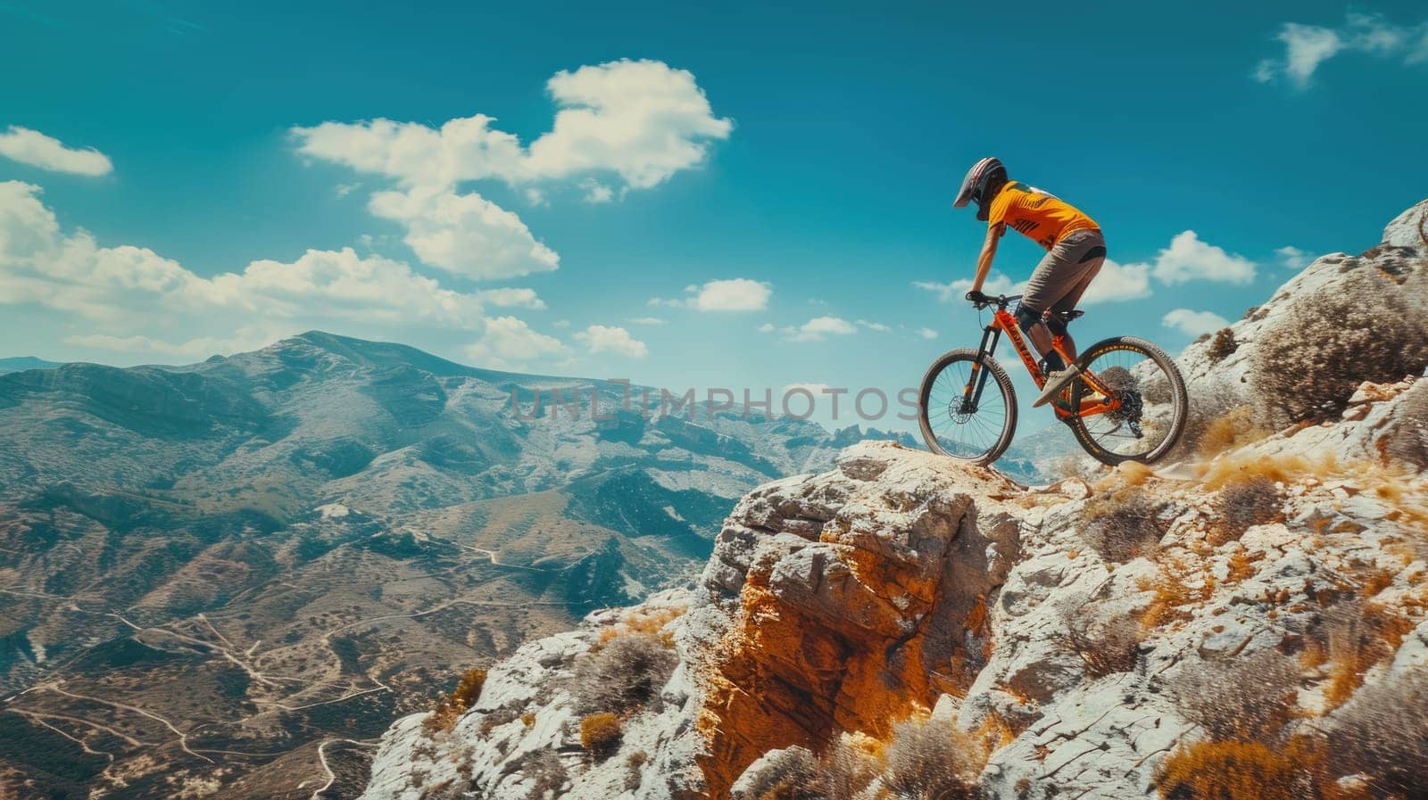 A man is riding a mountain bike on a rocky trail by golfmerrymaker