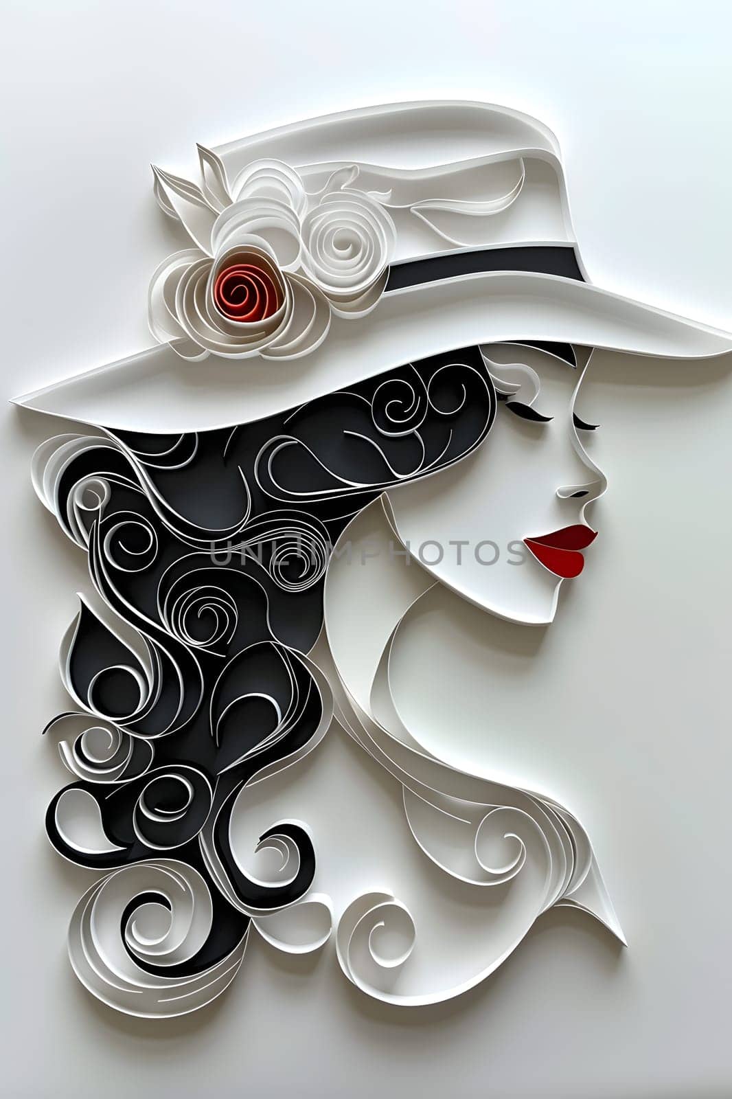 Woman dons white headgear adorned with a rose petal by Nadtochiy