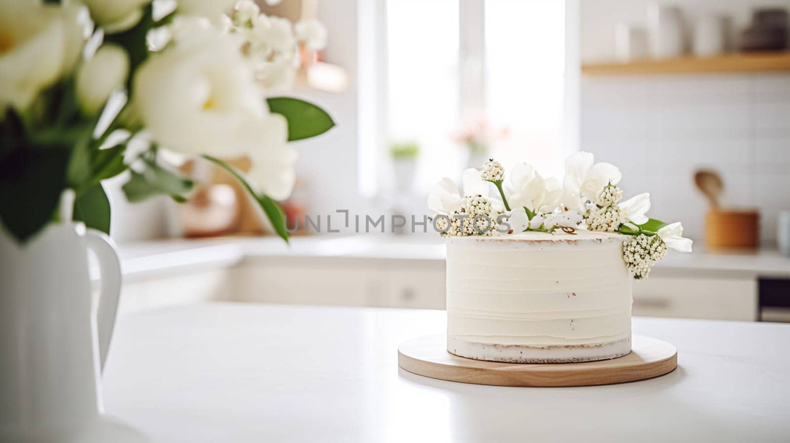 Homemade birthday cake in the English countryside house, cottage kitchen food and holiday baking recipe by Anneleven