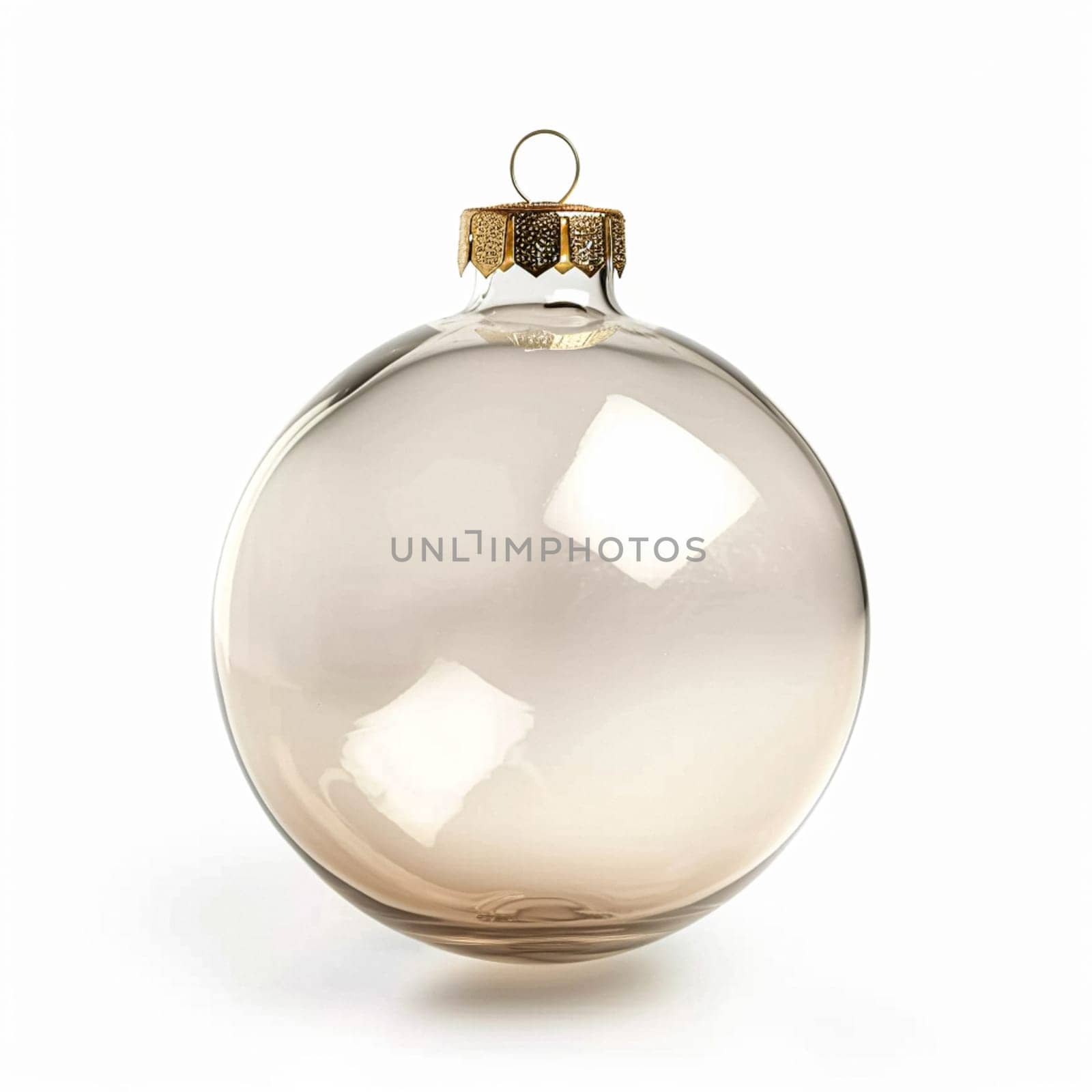 Transparent glass Christmas bauble isolated on white background, holiday decor and design, Merry Christmas and Happy Holidays by Anneleven