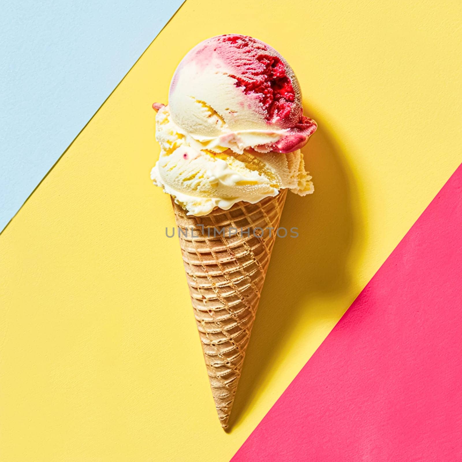 Ice cream colourful summer treat, sweet dessert in summertime, holiday food idea