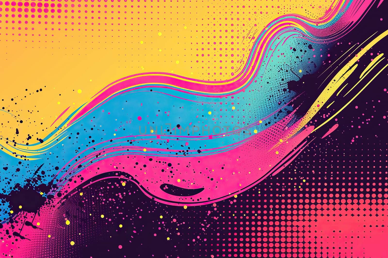 Abstract bright background, banner with halftones in pop art style.