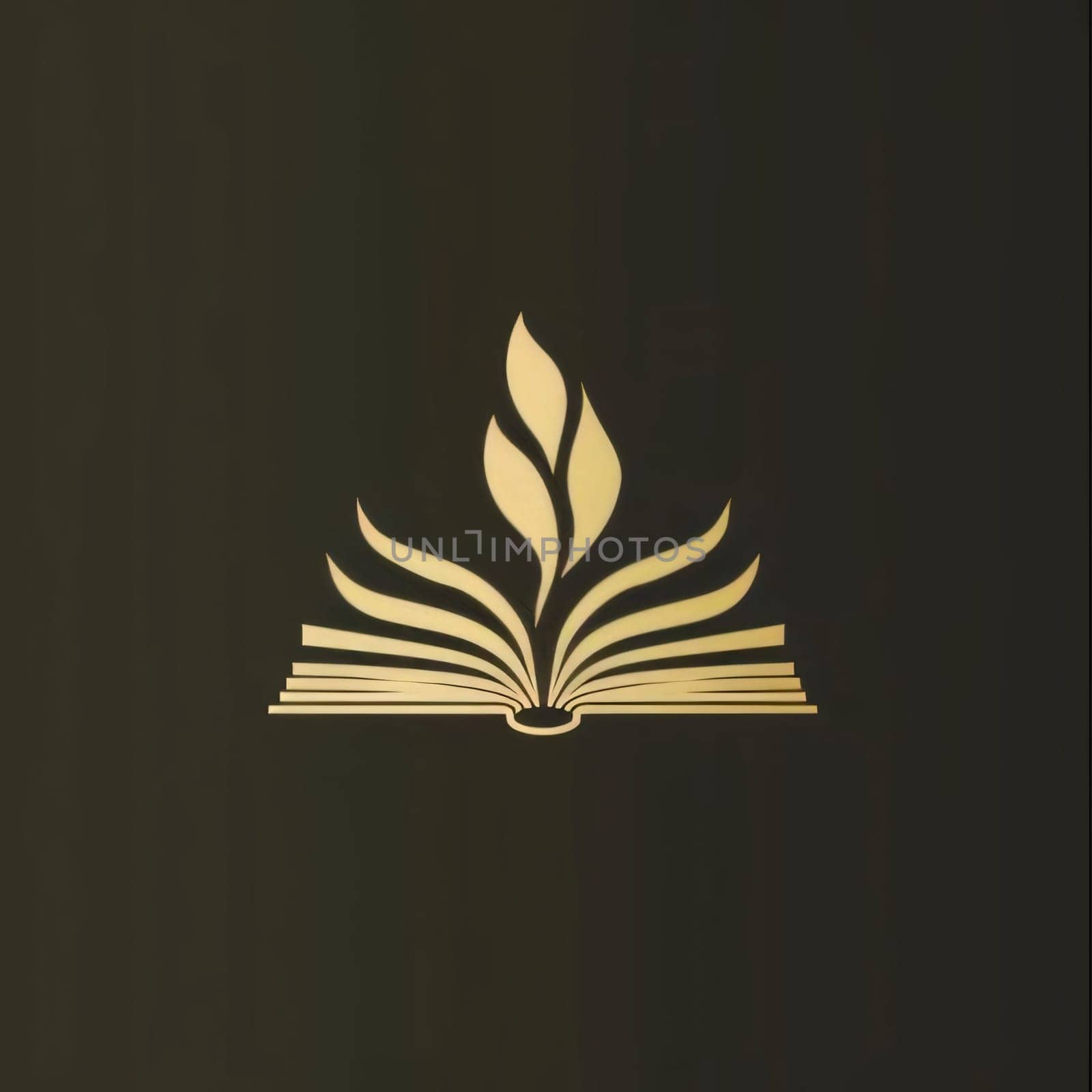 World Book Day: Golden book with leaf logo design vector template. Elegant book icon.
